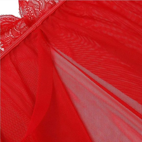 Sexy Lingerie Set Babydoll Lace Floral Halter Sleepwear Set High Neck Chemise US - Picture 5 of 5